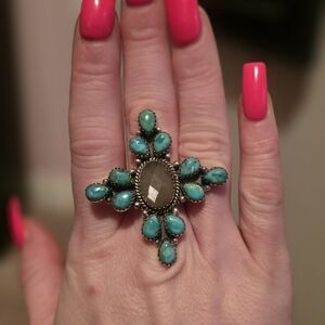 Turquoise and Silver Statement Ring